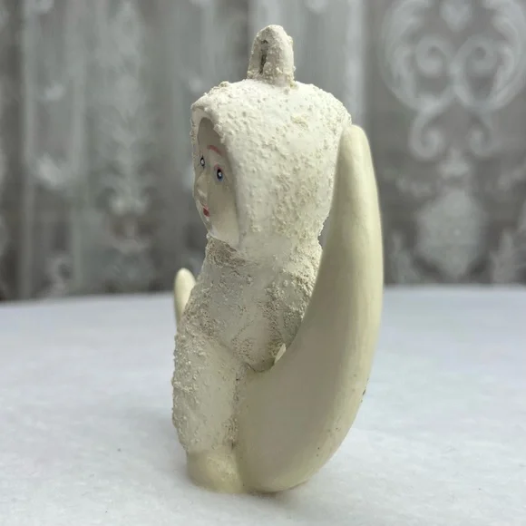 Vintage ALBERTA CERAMICS MOLDED Christmas Ornament SNOW BABIES Moon Sitting - Picture 3 of 9